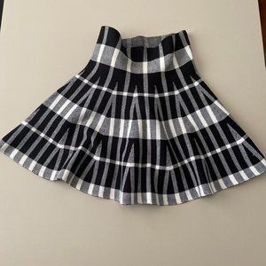 Galita Flared Mini Skater Skirt in Geometric Black and White Print